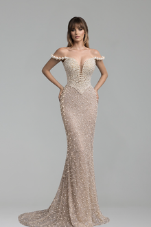 Spaghetti Strap Pearl-Beaded Mermaid - LAROSABRIDE