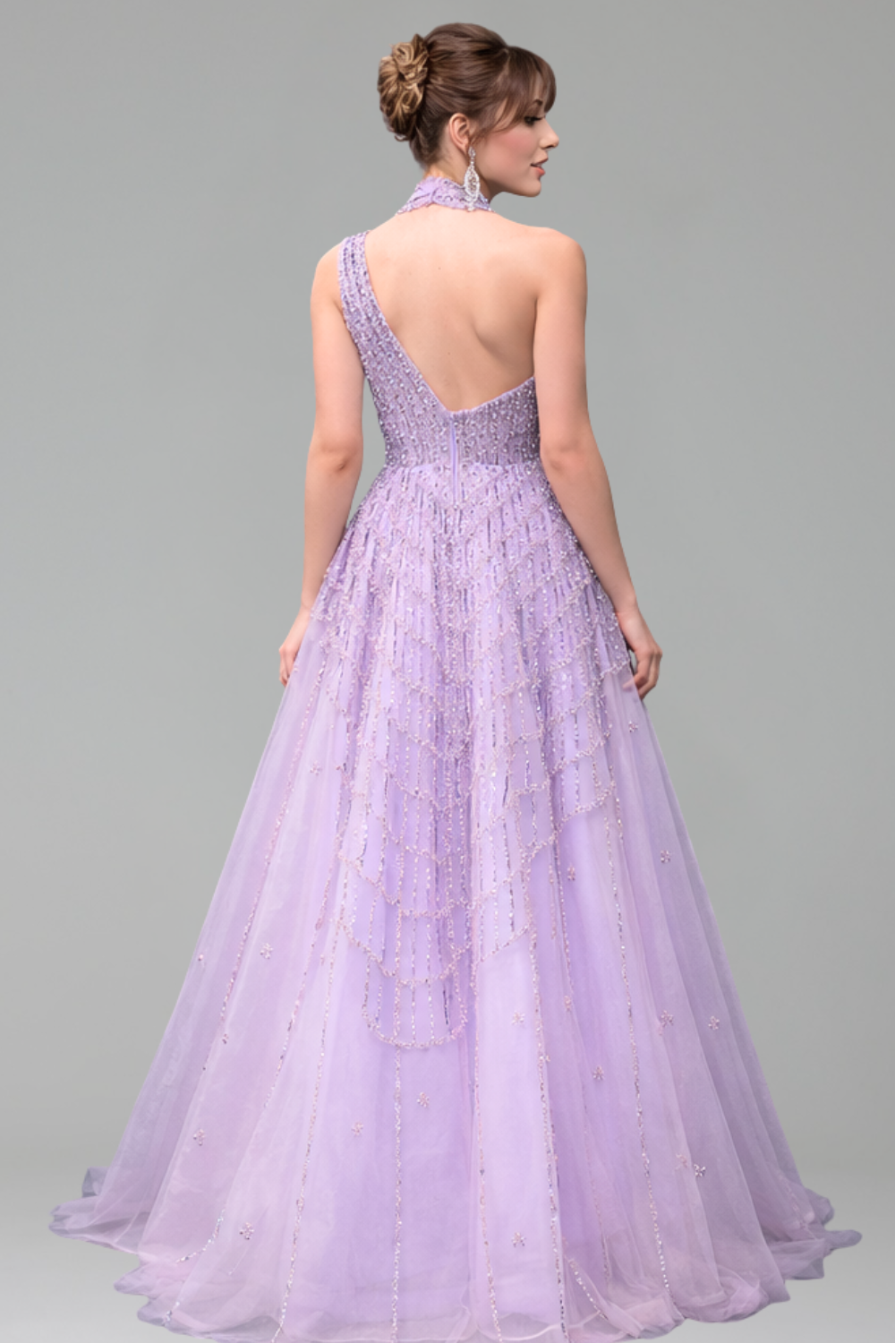 Beaded Lilac Evening Gown - LAROSABRIDE