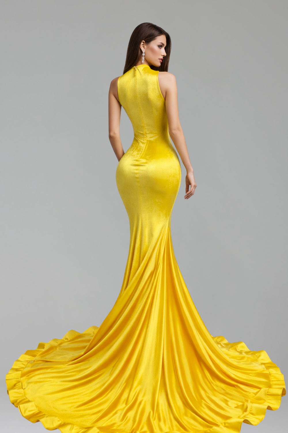 Beaded Illusion Draped Mermaid Gown - LAROSABRIDE