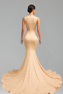 Illusion Appliqu� Fitted Mermaid Gown - LAROSABRIDE