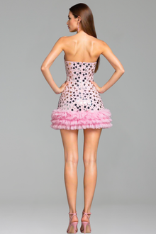 Strapless Sequin Tulle Mini Dress - LAROSABRIDE