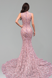 Illusion Beaded Mermaid Evening Dress - LAROSABRIDE