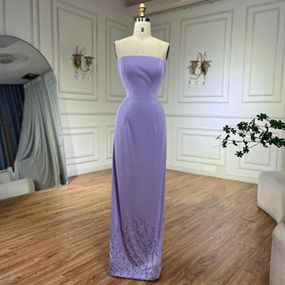 Ships in 2 to 5 Days - Elegant Lilac Strapless Evening Gown – Luxury Beaded Dress with Long Cape for Parties