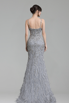 Mermaid Beaded Spaghetti Strap Gown - LAROSABRIDE