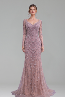 Beaded Crystal Mermaid Gown - LAROSABRIDE