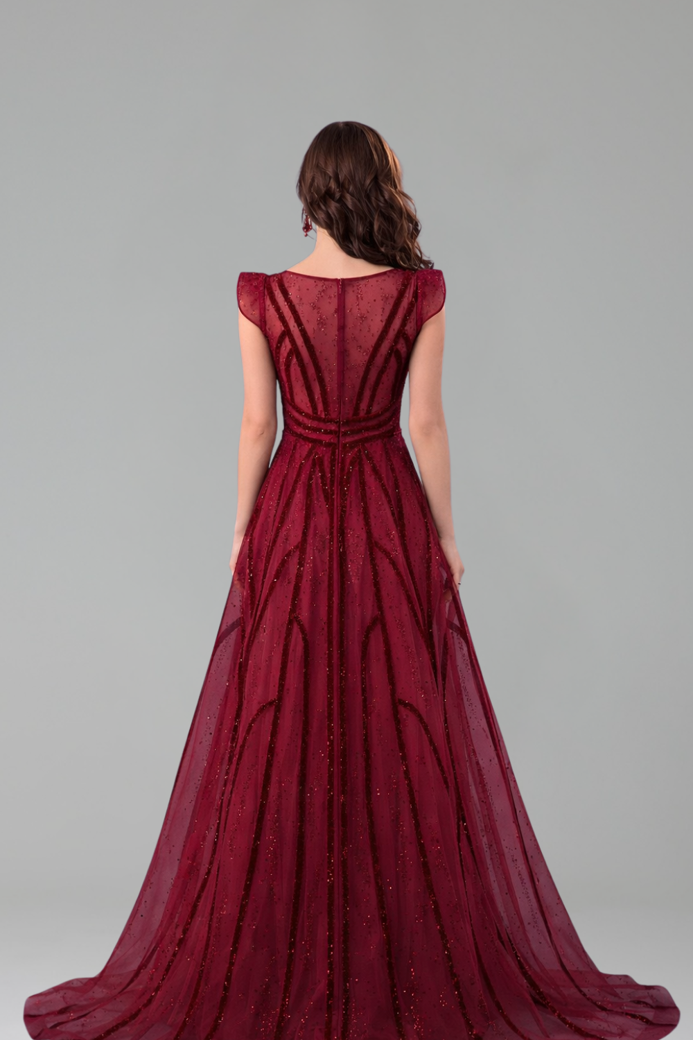 Deep V Crystal Mermaid Evening Dress - LAROSABRIDE