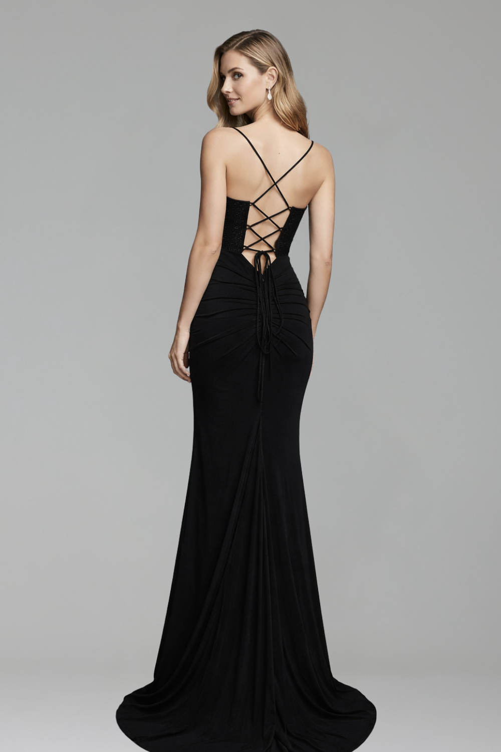Spaghetti-Strap Beaded Dress-Larosabride