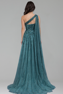 One-Shoulder Beaded Dress - LAROSABRIDE