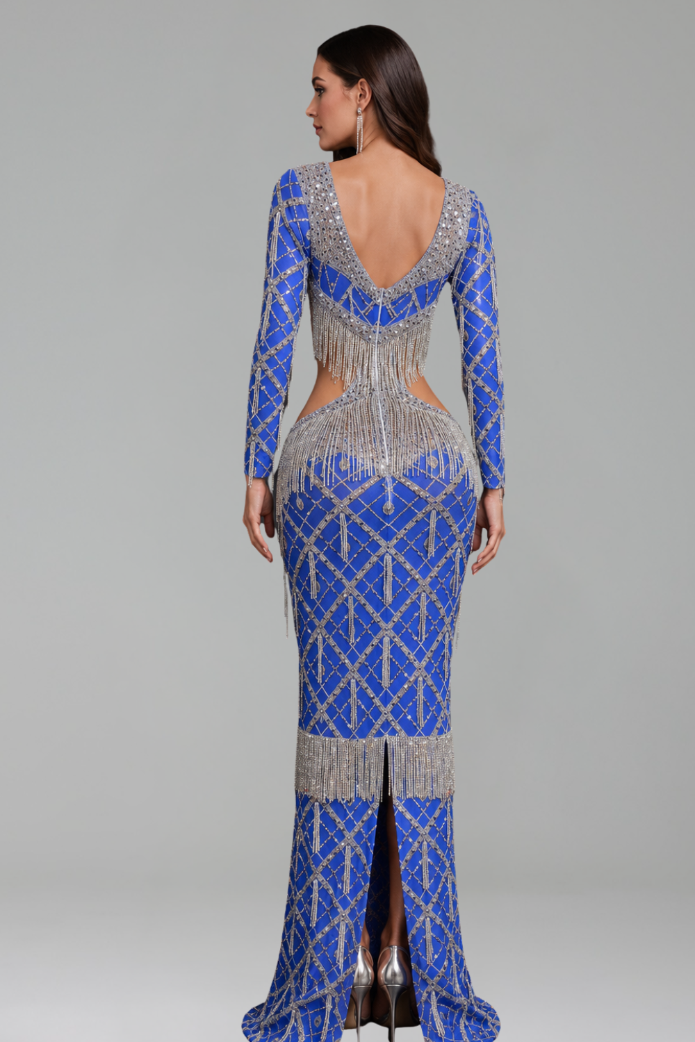 Cutout Beaded Column Gown - LAROSABRIDE