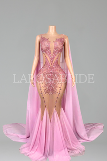 Sheer Cutout Crystal Gown-Larosabride