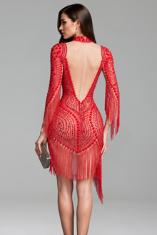Fringe Embellished Bodycon Mini Dress - LAROSABRIDE