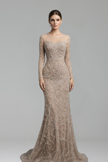 Pearl Beaded Mermaid Gown - LAROSABRIDE