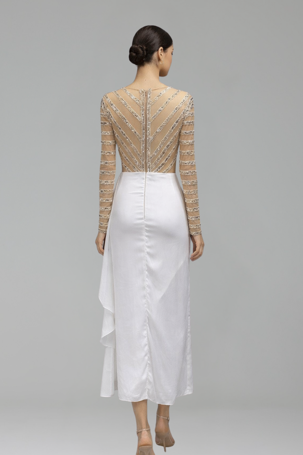 Long-Sleeve Mermaid Evening Gown-Larosabride