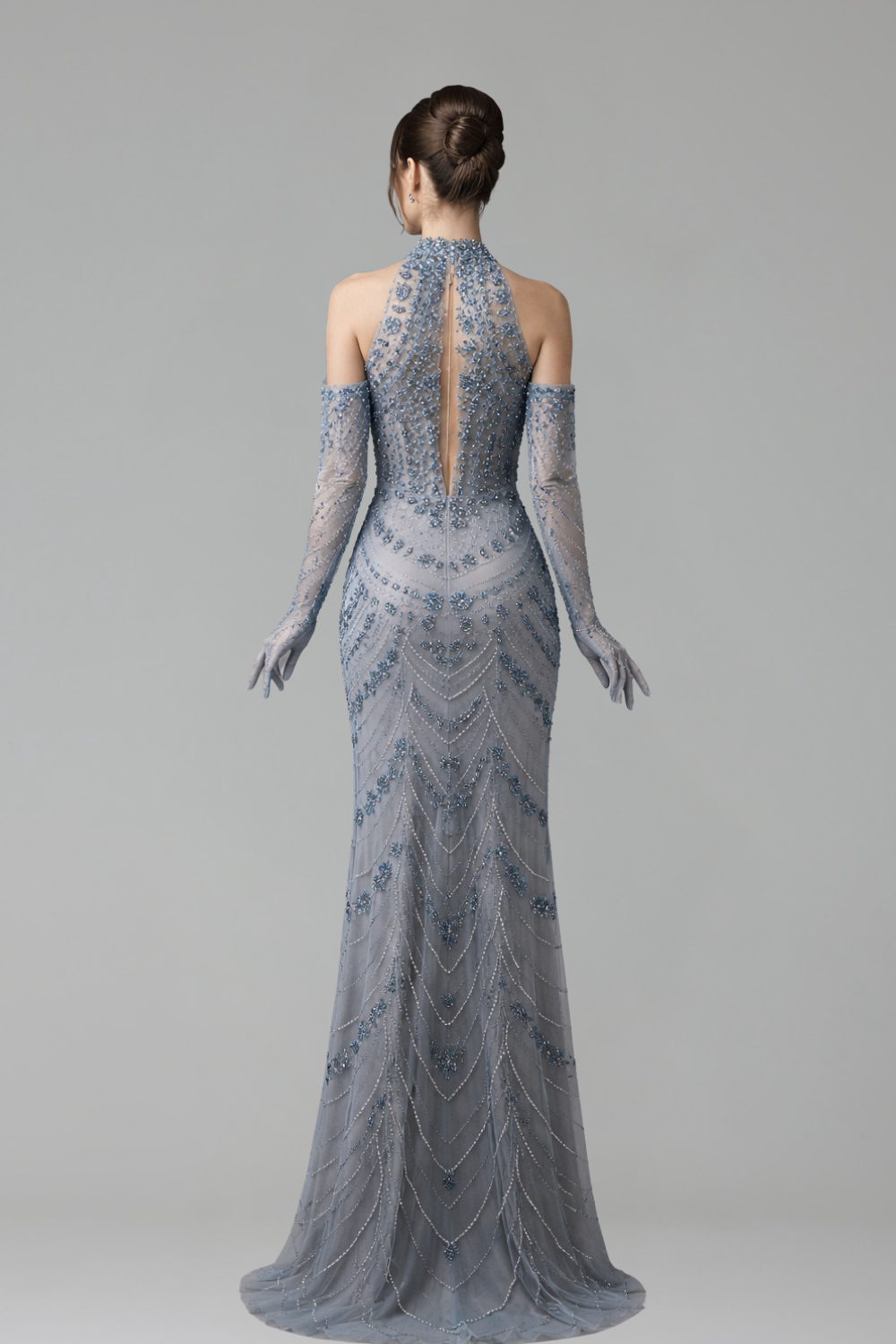 High Neck Crystal Mermaid Dress - LAROSABRIDE