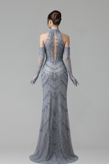 High Neck Crystal Mermaid Dress - LAROSABRIDE