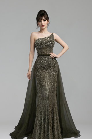 Beaded Dress with Detachable Overskirt - LAROSABRIDE