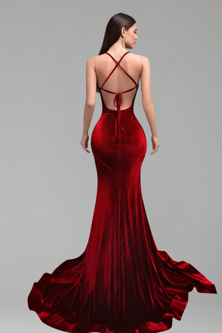 Deep V High Slit Gown