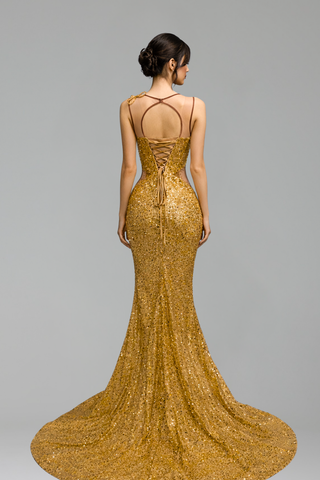 Sequin-Embellished Evening Dress