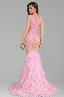 Emerald Crystal Feather Gown - LAROSABRIDE