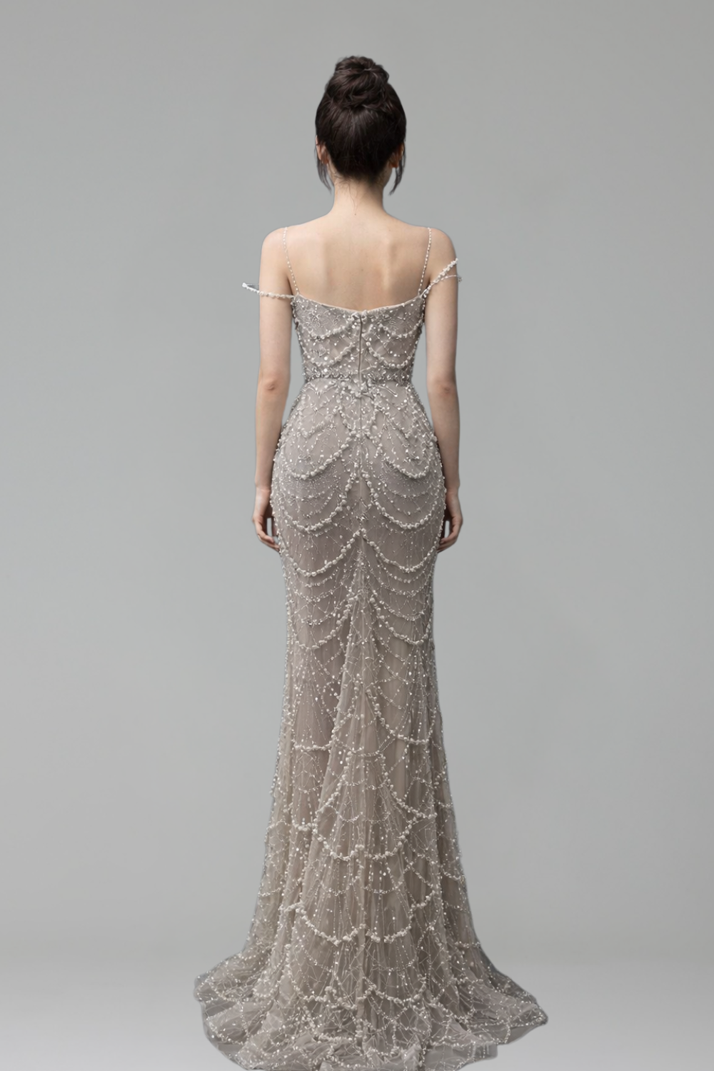 Pearl Beaded Strapless Mermaid Dress - LAROSABRIDE
