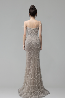 Pearl Beaded Strapless Mermaid Dress - LAROSABRIDE