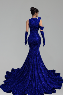 Beaded Illusion Mermaid Gloves Gown - LAROSABRIDE
