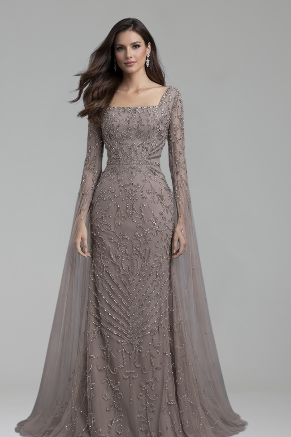 Mermaid Evening Dress with Cape - LAROSABRIDE