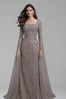 Mermaid Evening Dress with Cape - LAROSABRIDE
