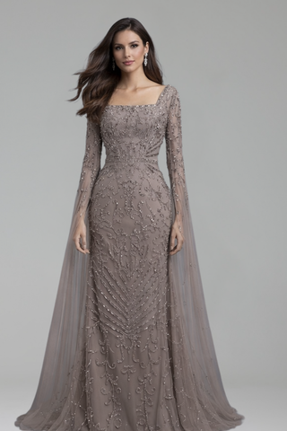 Mermaid Evening Dress with Cape - LAROSABRIDE