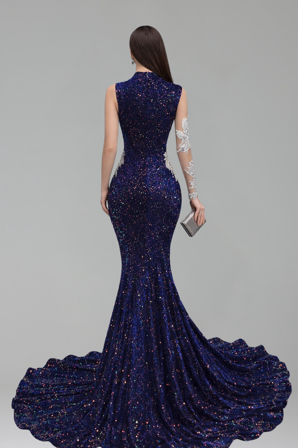 Illusion Appliqu� Sequin Mermaid Gown - LAROSABRIDE