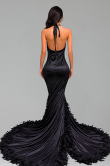 Illusion Beaded High Slit Gown - LAROSABRIDE