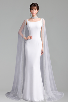 Cape-Sleeve Beaded Dress - LAROSABRIDE