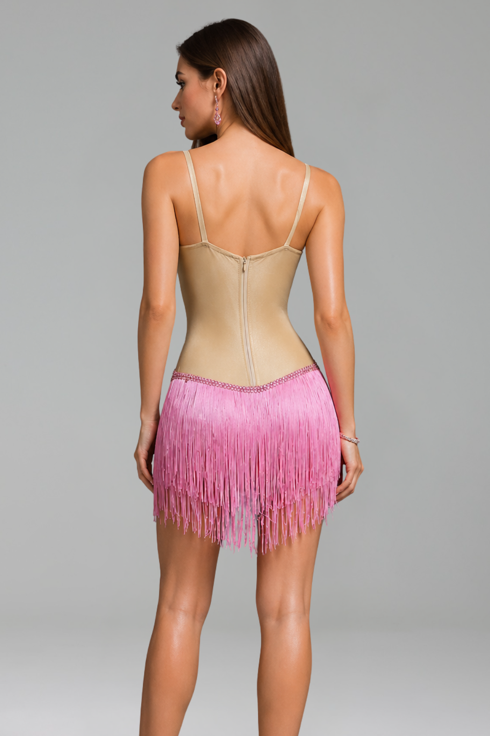 Floral Crystal Cutout Fringe Mini Dress - LAROSABRIDE