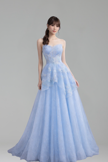 3D Floral Appliqu� Sparkly Tulle Dress - LAROSABRIDE