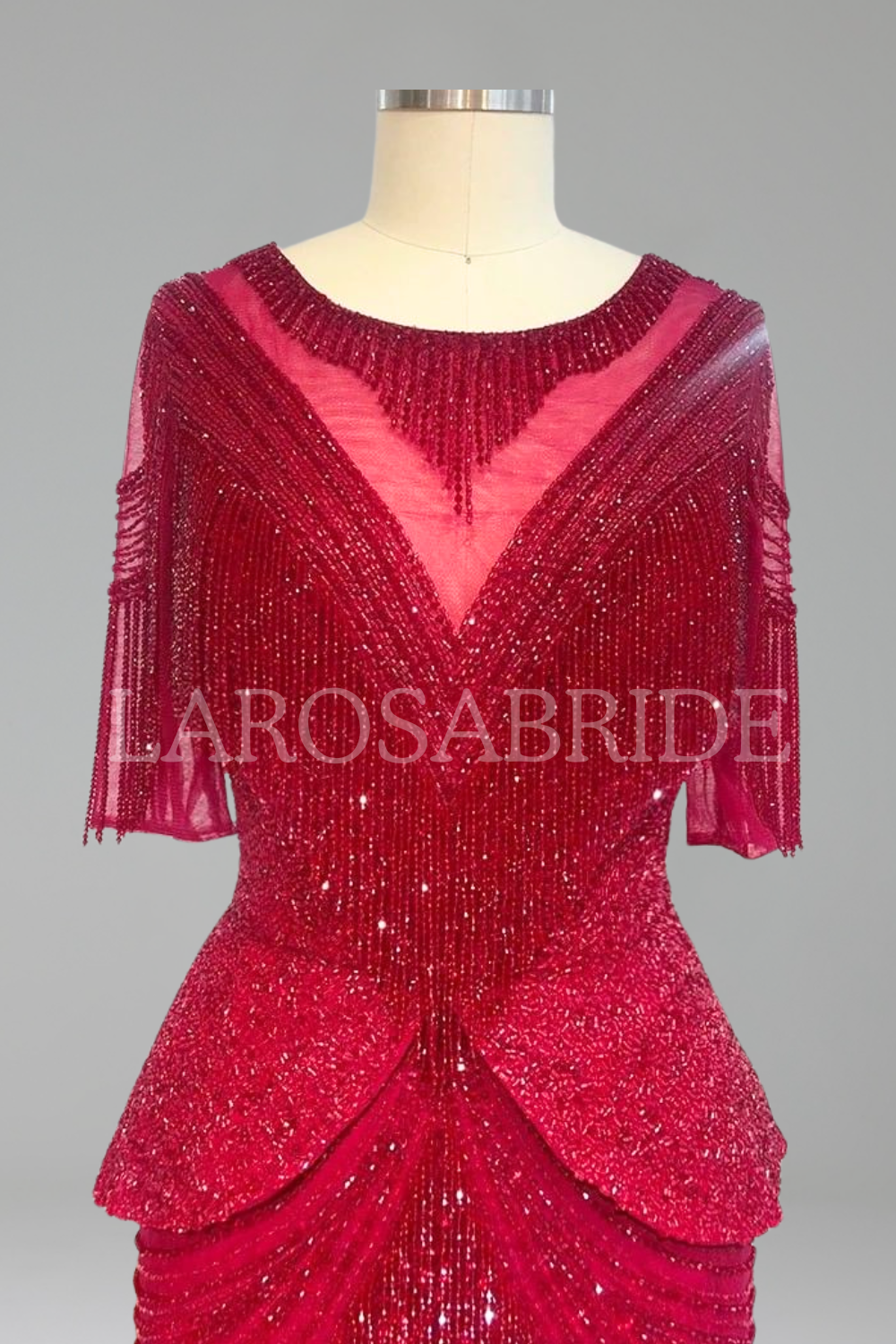 Tassel Beaded Mermaid Gown-Larosabride