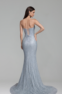 Strapless Beaded Mermaid Evening Gown - LAROSABRIDE