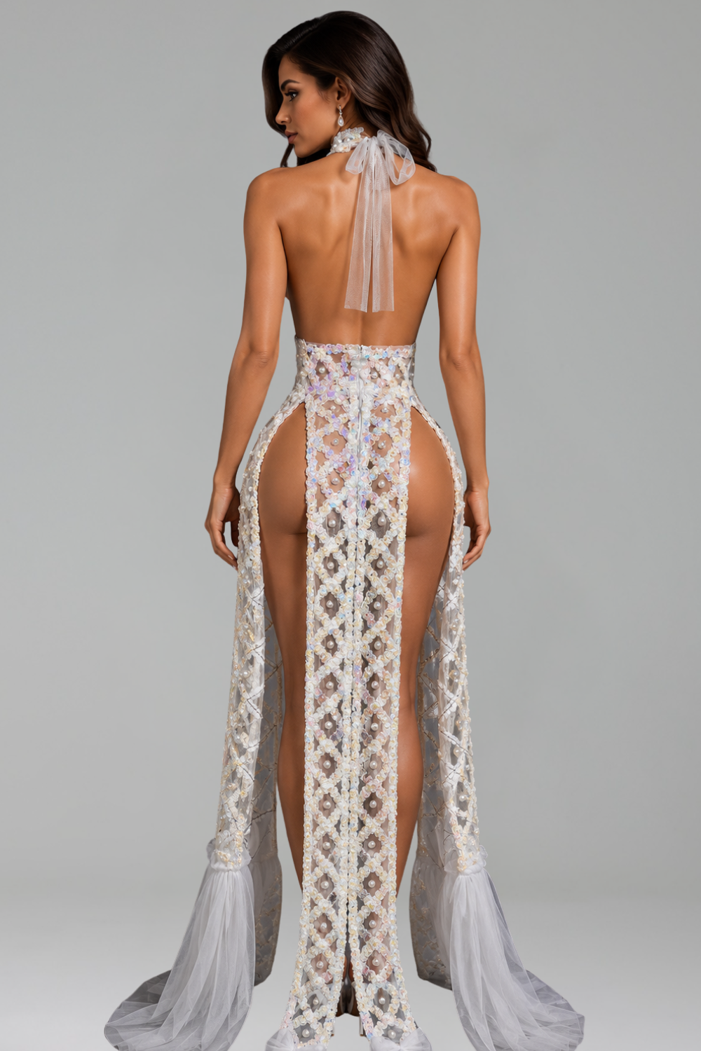 Dramatic Ruffled Illusion Gown - LAROSABRIDE