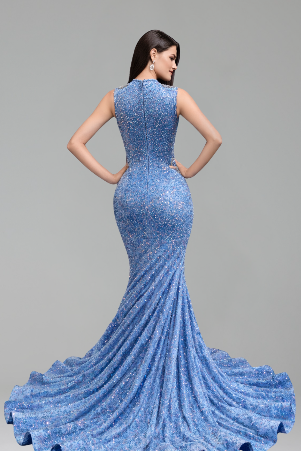 Illusion Beaded Mermaid Evening Gown - LAROSABRIDE
