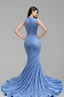 Illusion Beaded Mermaid Evening Gown - LAROSABRIDE