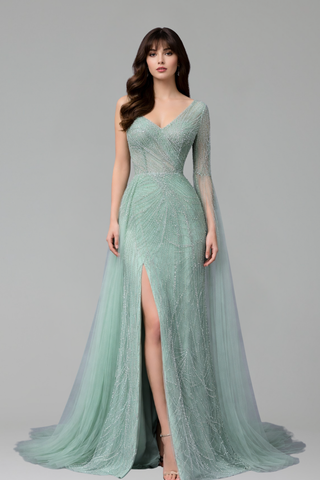 Beaded Skirt Mermaid Dress - LAROSABRIDE