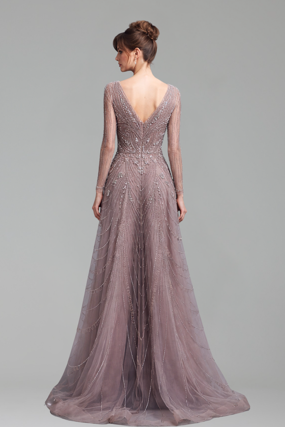 V Neck Beaded A-Line Dress - LAROSABRIDE