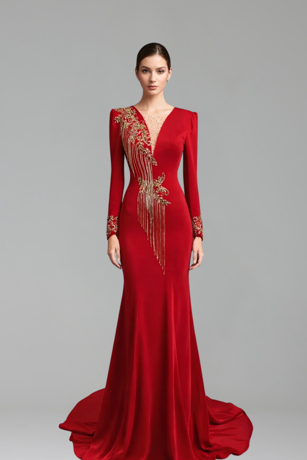 Tassel Beaded Mermaid Dress-Larosabride