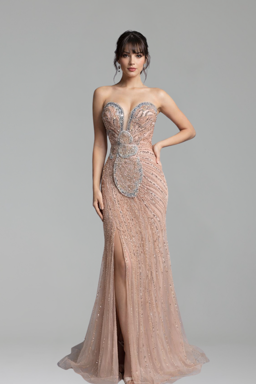 Strapless Mermaid High-Split Dress - LAROSABRIDE