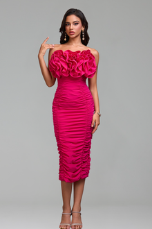 Ruffled Rose Midi Dress-Larosabride