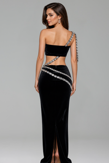 Crystal Strap Cutout Two-Piece Gown - LAROSABRIDE
