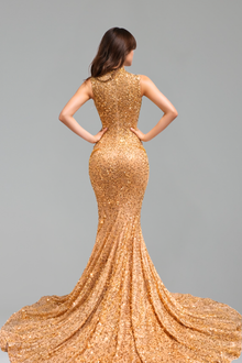 Sequin Embellished Evening Gown - LAROSABRIDE