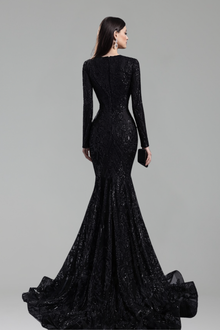 Long Sleeve Embellished Mermaid Gown - LAROSABRIDE