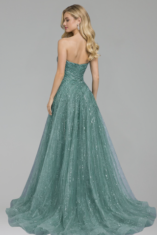 Beaded A-Line Evening Gown