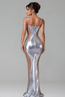 Liquid Silver Chain Gown - LAROSABRIDE