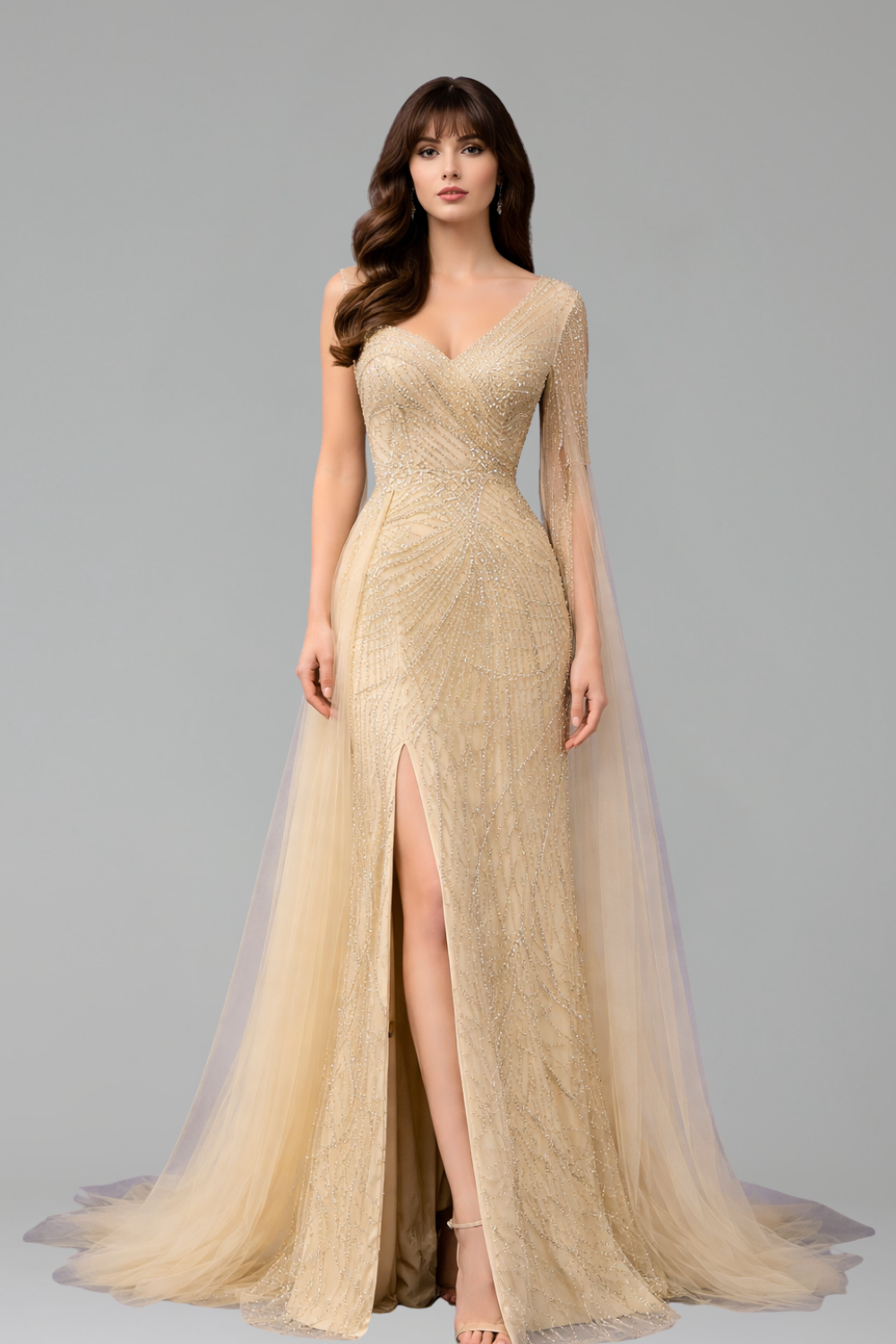 Beaded Skirt Mermaid Dress - LAROSABRIDE